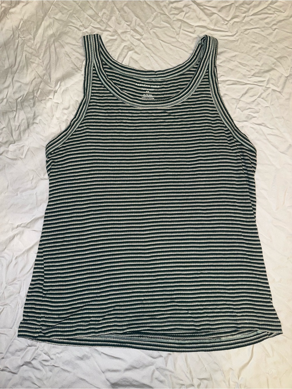 American Eagle Soft & Sexy Rib Tank - Green & White